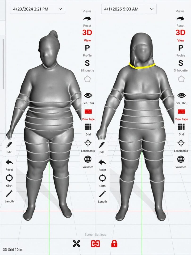 Example of Styku 3D body scan results